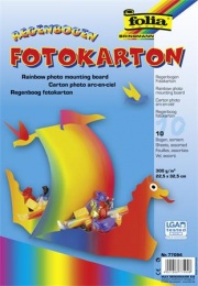 Dekorkarton, 2 oldalas, 22,5x32 cm, 300 g, 10 lap, FOLIA, szivárvány szín