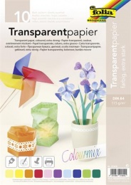 Transzparens papír, A4, 115 g, 10 lap, FOLIA, vegyes színek