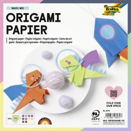 Origami papír, 20x20 cm, 70 g, 500 lap, FOLIA, vegyes színek
