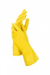 Gumikesztyű, háztartási, latex, L méret, sárga
