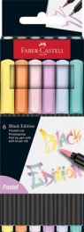 Ecsetirón készlet, FABER-CASTELL "Black Edition", 6 különböző pasztell szín