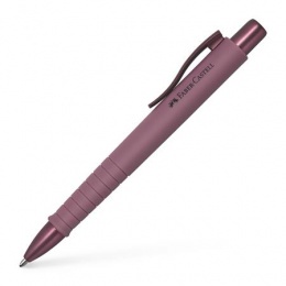 Golyóstoll, 1 mm, XB, nyomógombos tolltest, bordó tolltest, FABER-CASTELL "Poly Ball Urban", kék