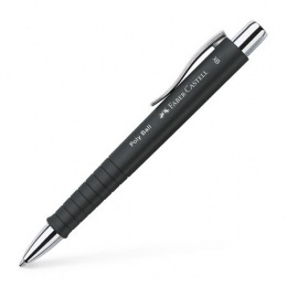 Golyóstoll, 1 mm, XB, nyomógombos, feketek tolltest, FABER-CASTELL "Poly Ball", kék