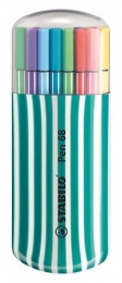 Filctoll készlet, 1 mm, türkiz tok, STABILO "Pen 68 Zebrui", 20 különböző szín