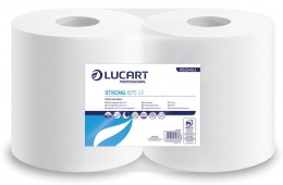 Törlőkendő, tekercses, belső adagolású, 2 rétegű, LUCART, "Strong 675 CF", hófehér
