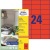Etikett, 70x37 mm, színes, AVERY ZWECKFORM, piros, 2400 etikett/csomag