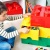 Tárolódoboz, fiókos, LEGO "Brick", sárga