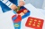 Uzsonnás doboz, LEGO "Classic", kék-piros-mintás